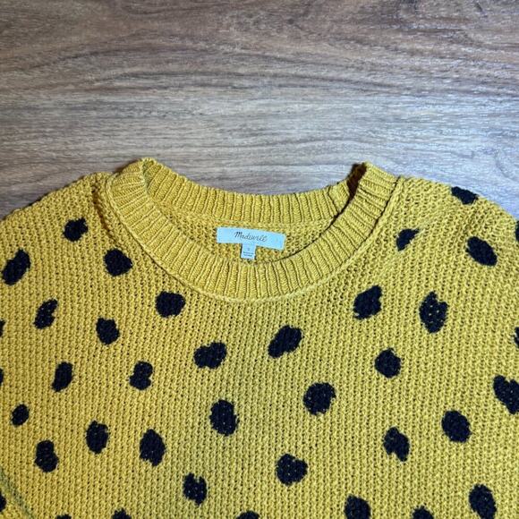 Madewell Sweater Women's Small Black Painted Spots in Egyptian Gold - Picture 4 of 8